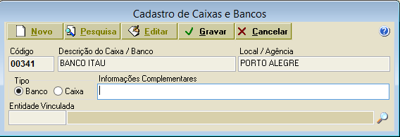 Cadastro de Banco